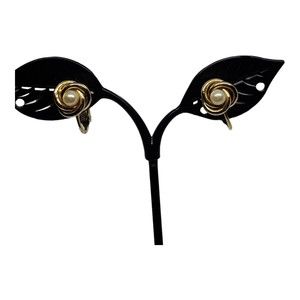 Vintage Screw Back Faux Pearl Knot Goldtone Earrings